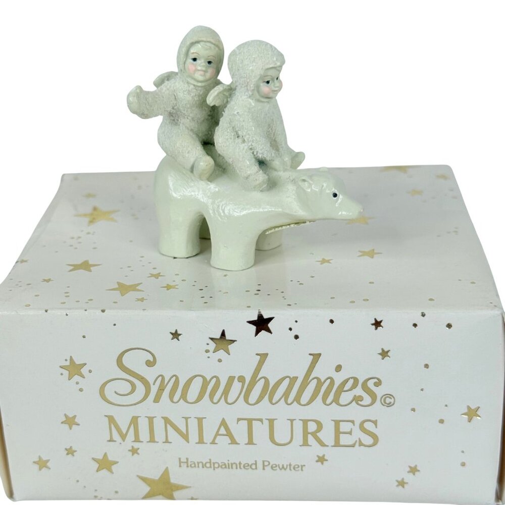 Dept 56 Snowbabies Miniatures Polar Bear Express Handpainted Pewter Figurine Box